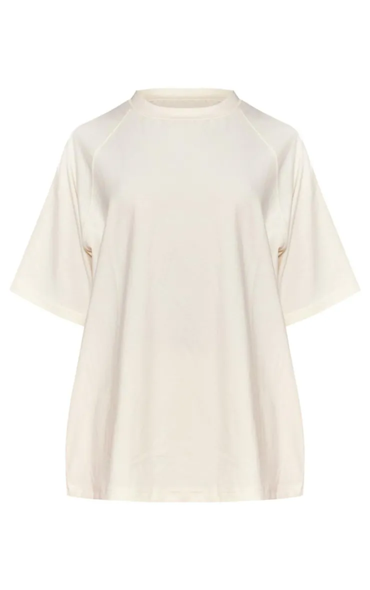 Outlet PrettyLittleThing Petite Oversized T-shirt Cream