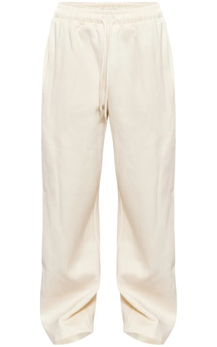 Discount PrettyLittleThing Petite Oversized Wide Leg Sweatpants Cream