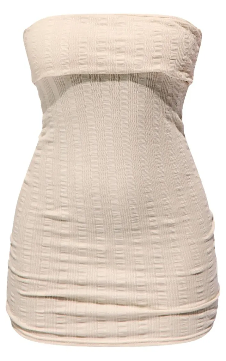Petite Textured Bandeau Fold Detail Bodycon Dress-PrettyLittleThing Discount