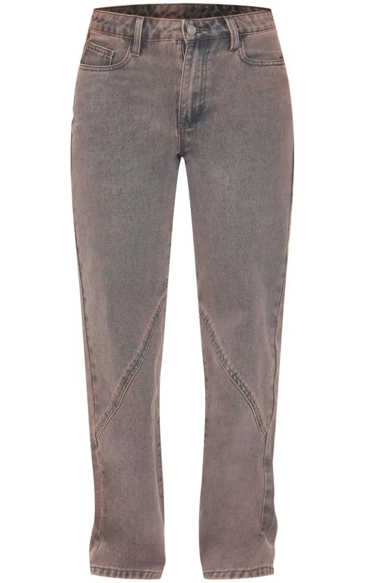PrettyLittleThing Thanksgiving Outfits*Petite Dark Seam Detail Straight Leg Jeans