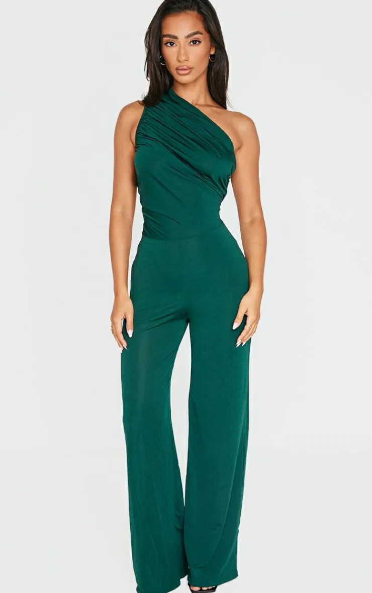 Petite One Shoulder Ruched Wide Leg Jumpsuit-PrettyLittleThing Outlet