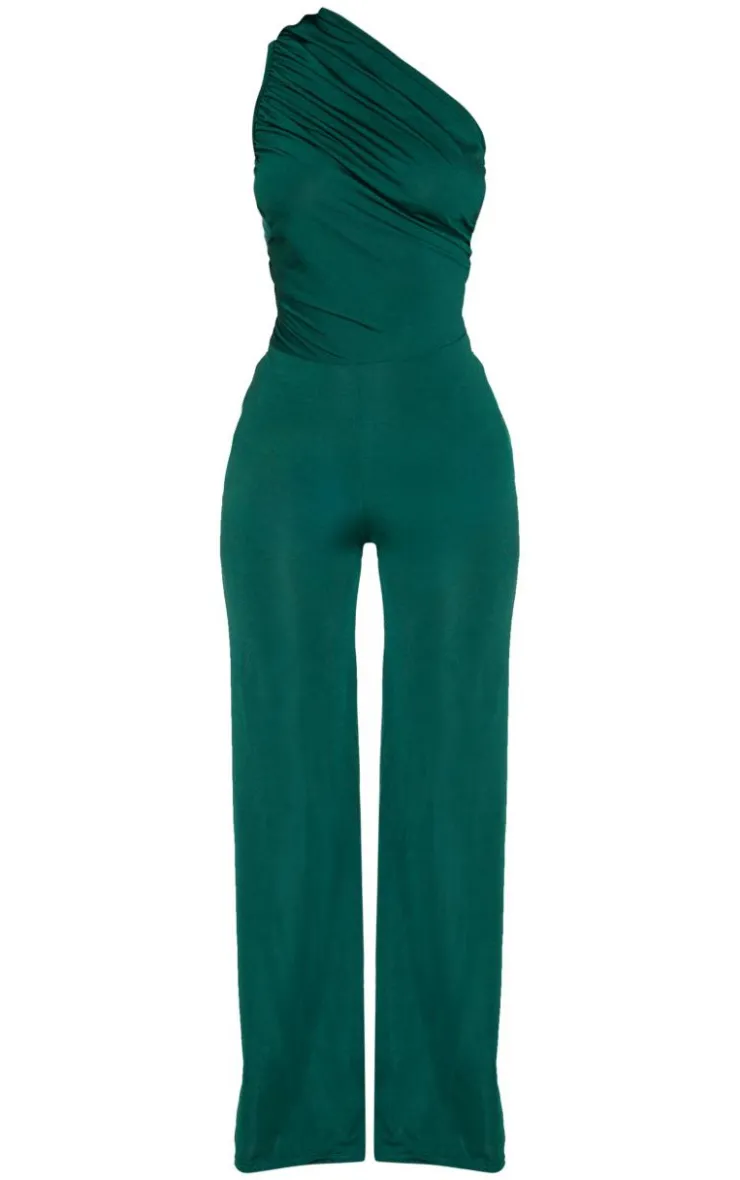 Petite One Shoulder Ruched Wide Leg Jumpsuit-PrettyLittleThing Outlet