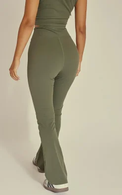 New PrettyLittleThing Petite Sculpt Flared Pants Green