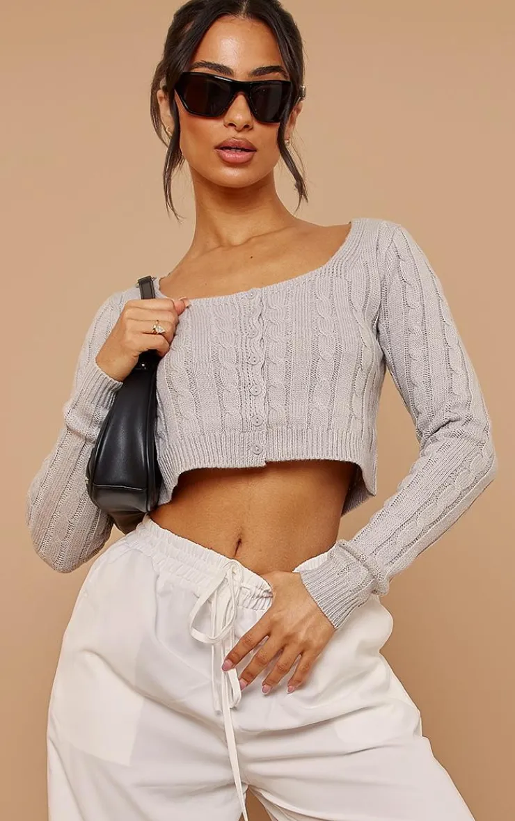 PrettyLittleThing Cardigans*Petite Button Up Cropped Cardigan