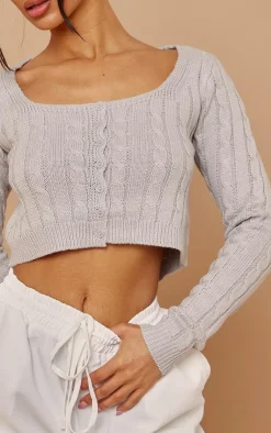 PrettyLittleThing Cardigans*Petite Button Up Cropped Cardigan