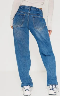 Petite Indigo Blue Wash Low Rise Straight Leg Jeans