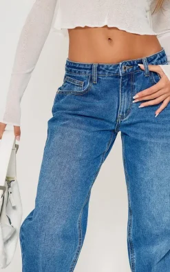 Petite Indigo Blue Wash Low Rise Straight Leg Jeans