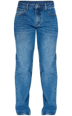 Petite Indigo Blue Wash Low Rise Straight Leg Jeans