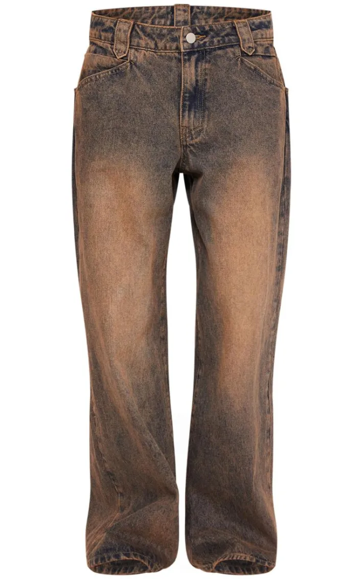 Petite Indigo Vintage Wash Tinted Wide Leg Jean