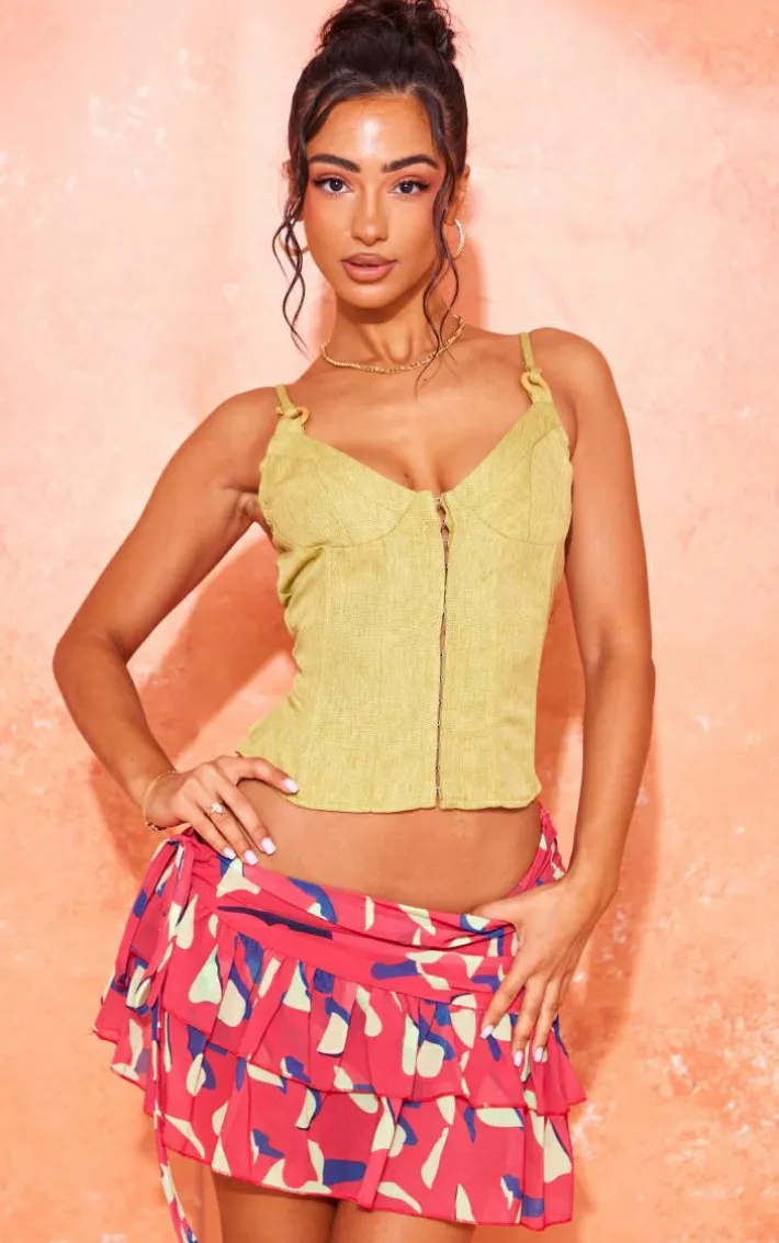 Petite Multi Abstract Print Mesh Mini Skirt