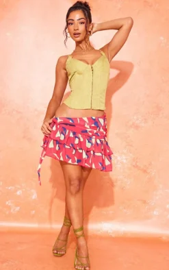 Petite Multi Abstract Print Mesh Mini Skirt
