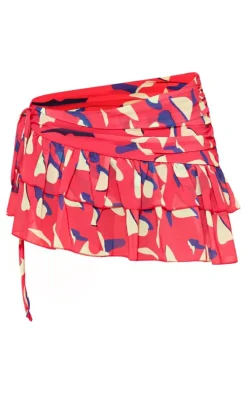 Petite Multi Abstract Print Mesh Mini Skirt