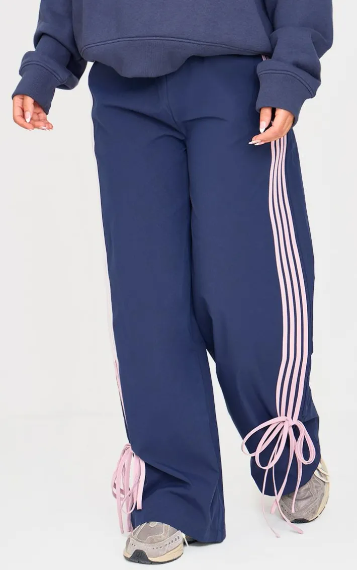 Petite Navy Shell Bow Detail Track Pants