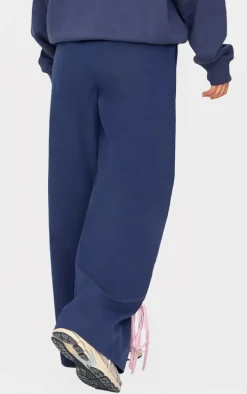 Petite Navy Shell Bow Detail Track Pants