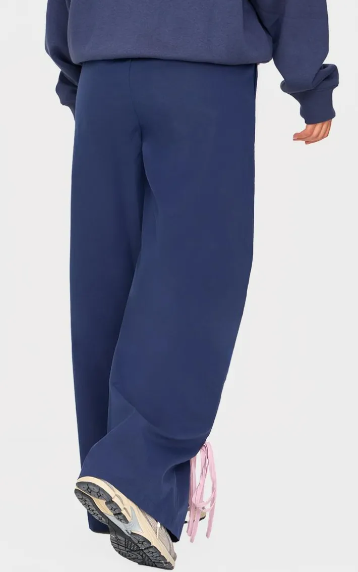 Petite Navy Shell Bow Detail Track Pants