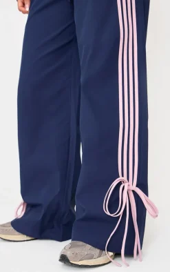 Petite Navy Shell Bow Detail Track Pants