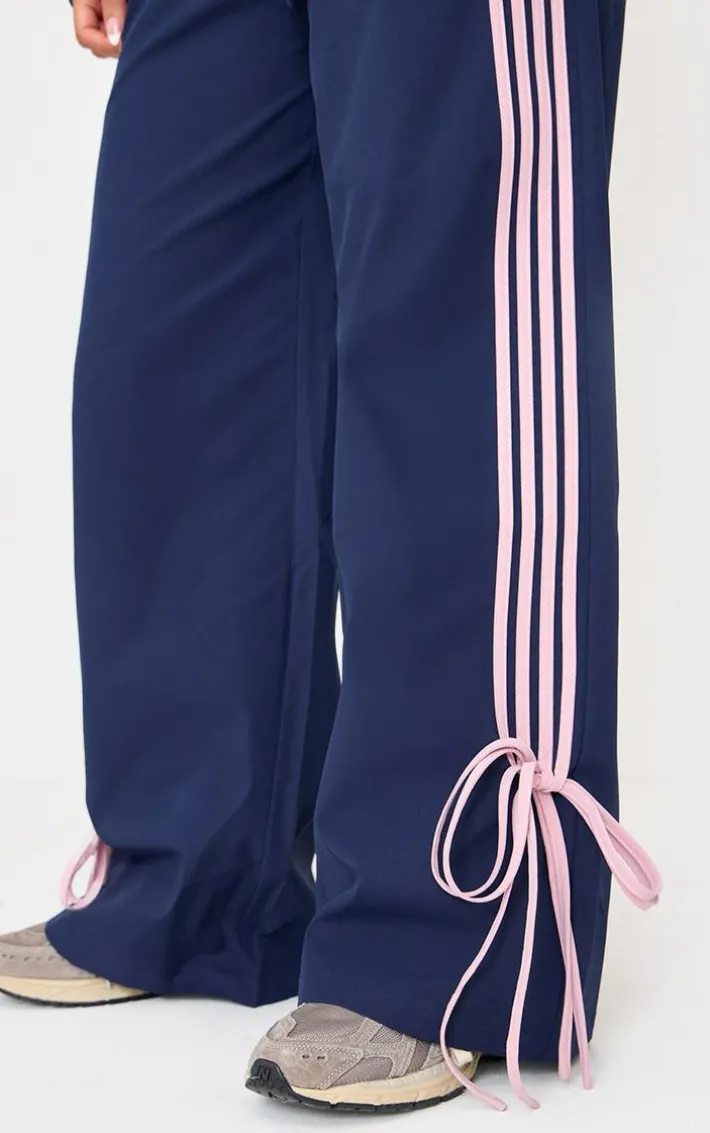 Petite Navy Shell Bow Detail Track Pants