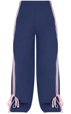 Petite Navy Shell Bow Detail Track Pants