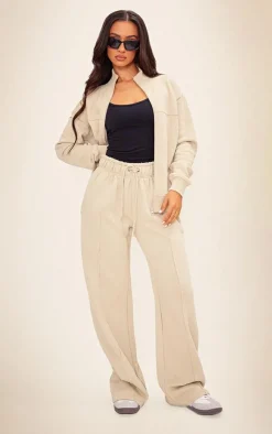 Hot PrettyLittleThing Petite Drawstring Detail Straight Leg Sweatpants Pebble