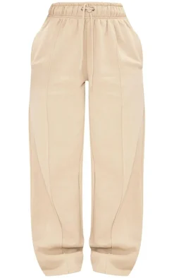 Hot PrettyLittleThing Petite Drawstring Detail Straight Leg Sweatpants Pebble