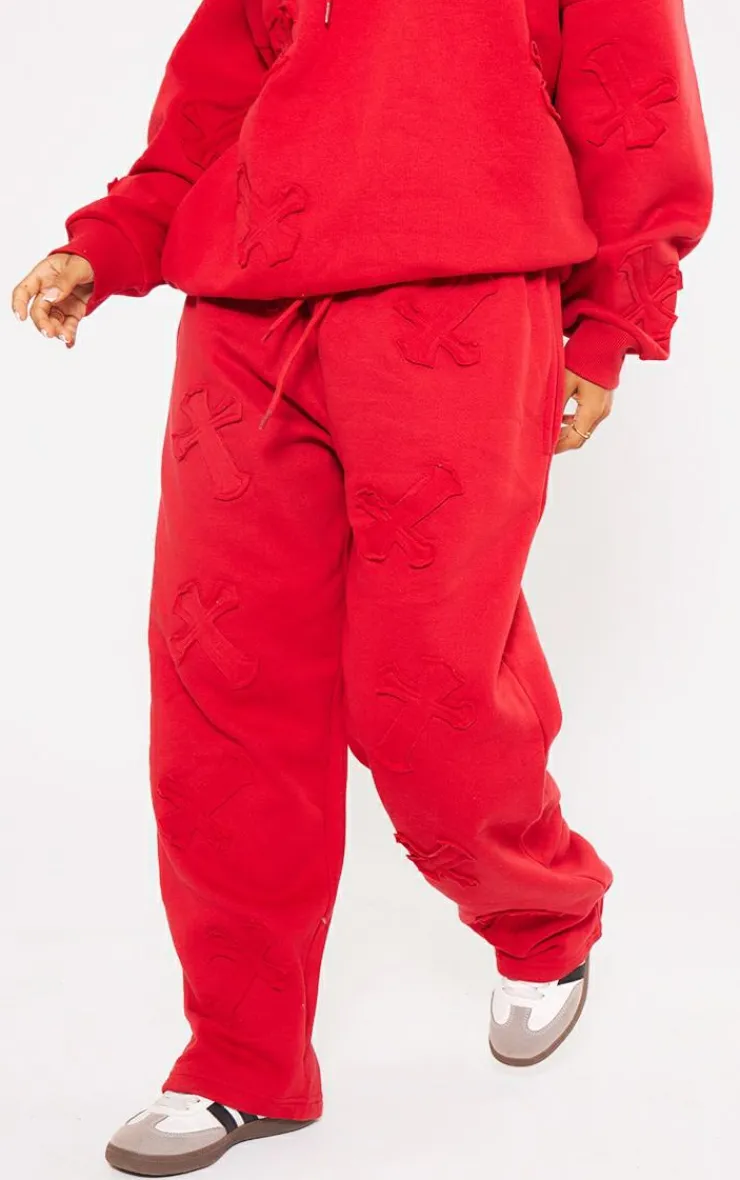 PrettyLittleThing Graphic Sweatsuits*Petite Cross Applique Embroide Sweatpants