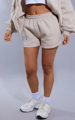 Clearance PrettyLittleThing Petite Logo Sweat Shorts Stone
