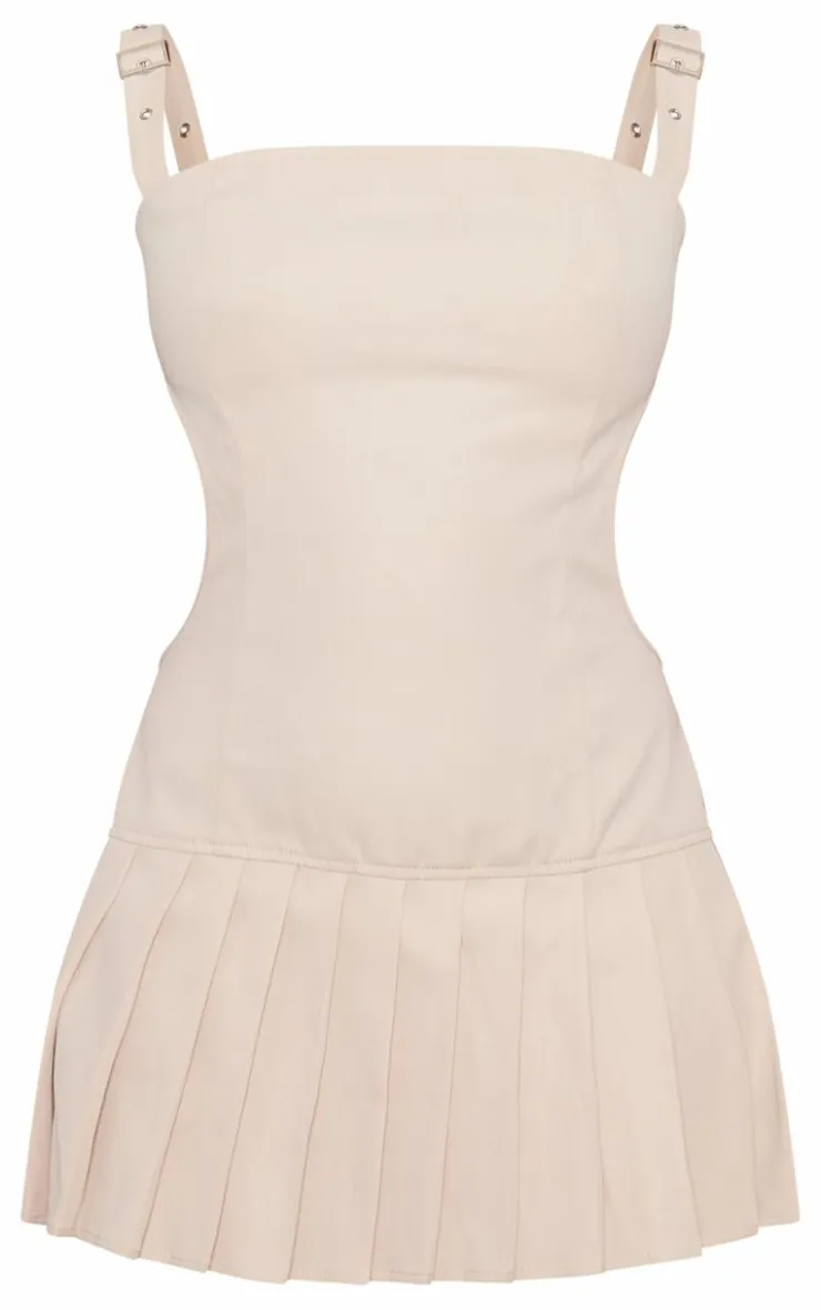 Petite Strappy Cut Out Back Pleated Mini Dress-PrettyLittleThing Best
