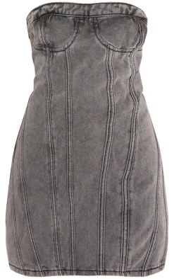 Petite Seam Front Denim Mini Dress-PrettyLittleThing Clearance