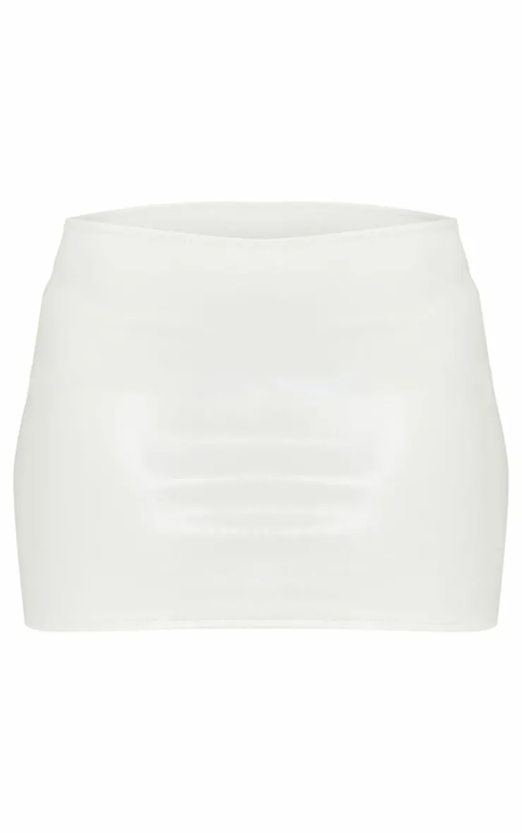 Clearance PrettyLittleThing Petite Faux Leather Embossed Detail Mini Skirt White