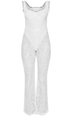 Petite Lace Boning Detail Strappy Flared Jumpsuit-PrettyLittleThing Best