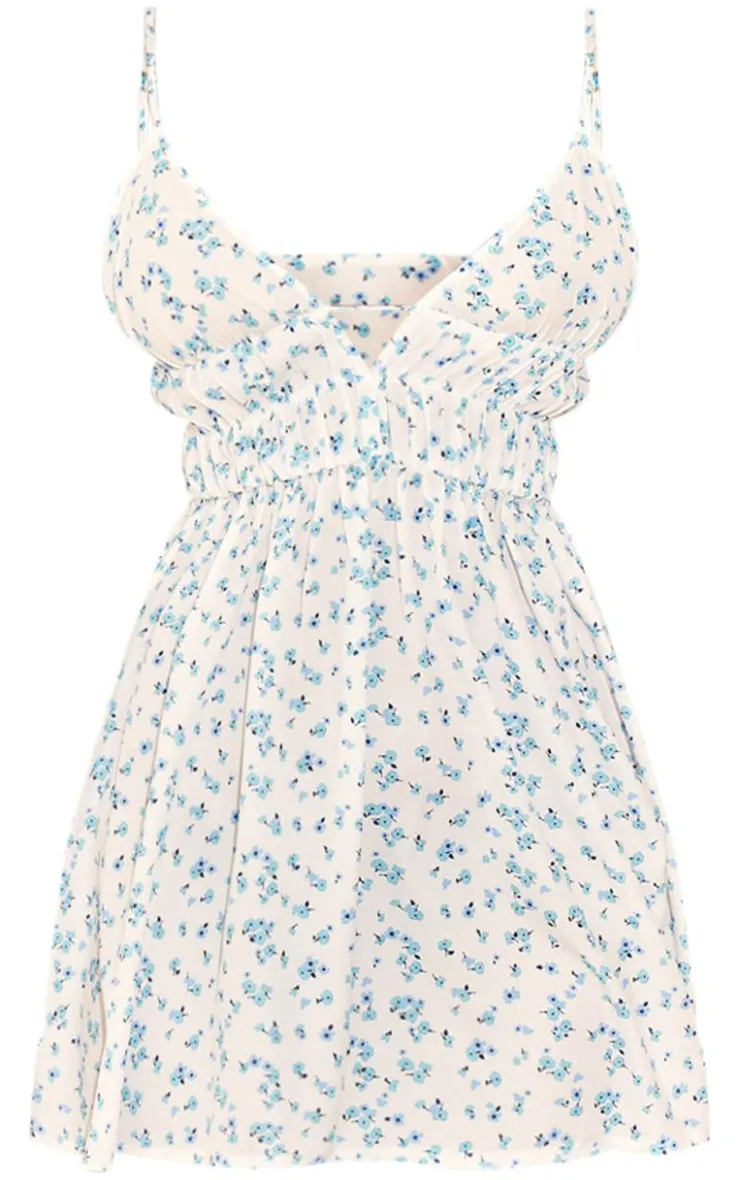 Petite Printed Strappy Floral Shift Dress-PrettyLittleThing