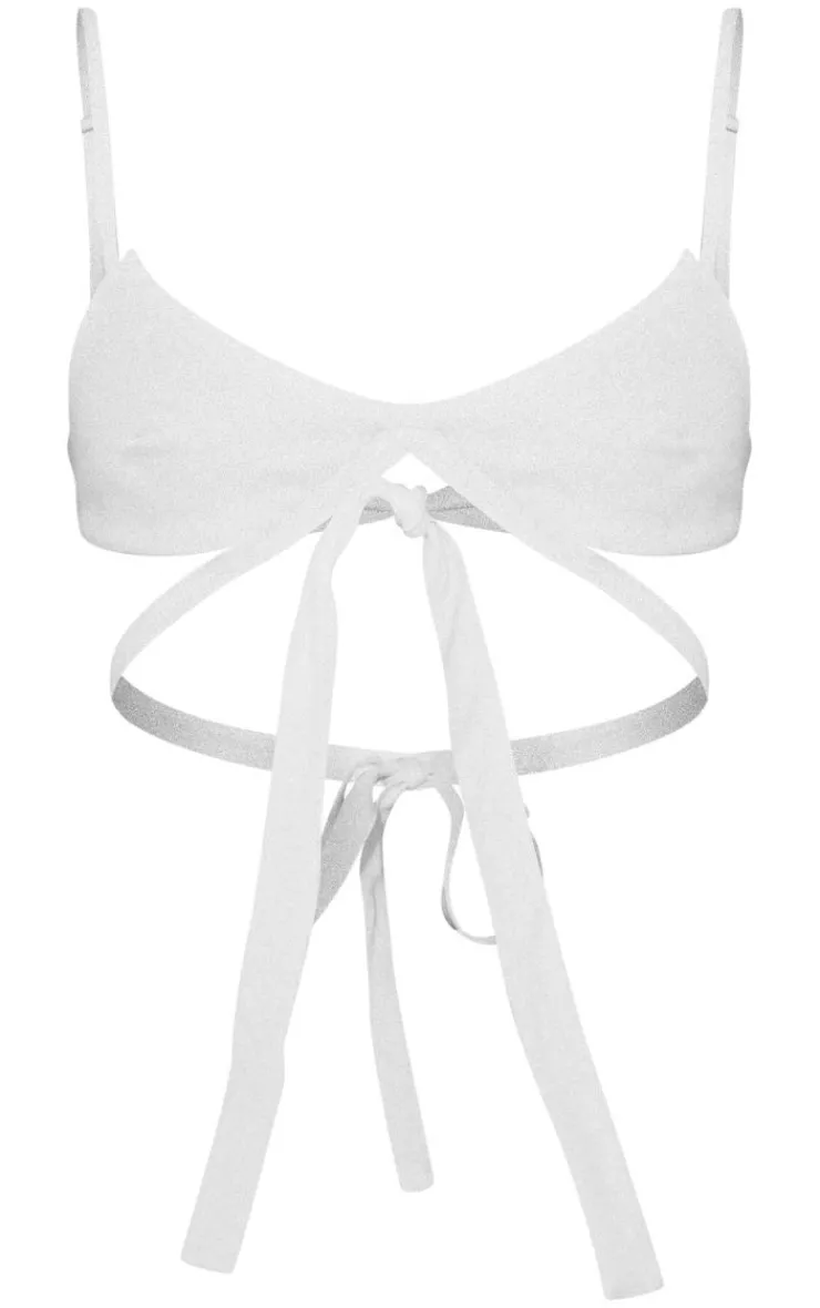 New PrettyLittleThing Petite Strappy Woven Bralet White