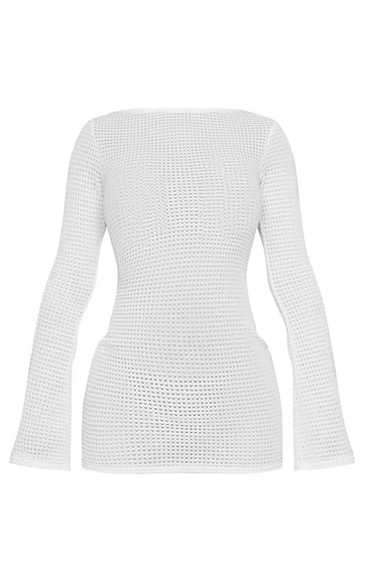 Petite Textured Open Back Mini Dress-PrettyLittleThing New
