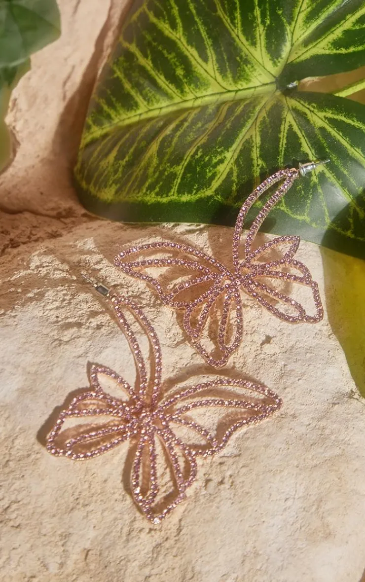 PrettyLittleThing Statement Earrings*Butterfly Diamante Statement Earrings