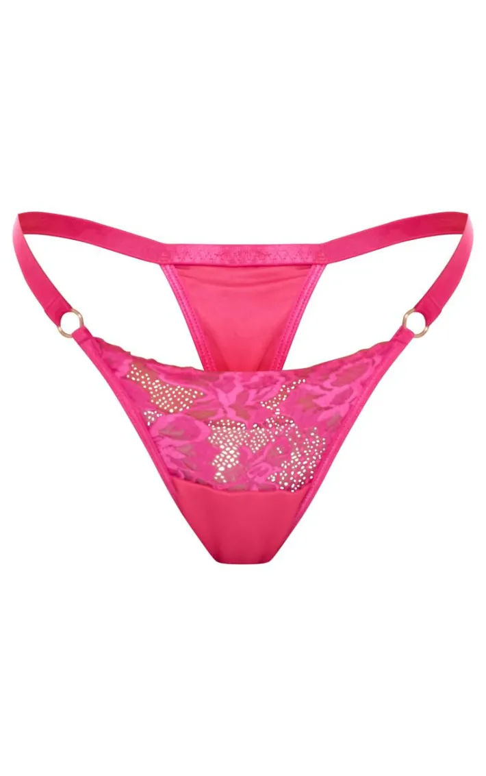 Pink Eyelash Lace Thong