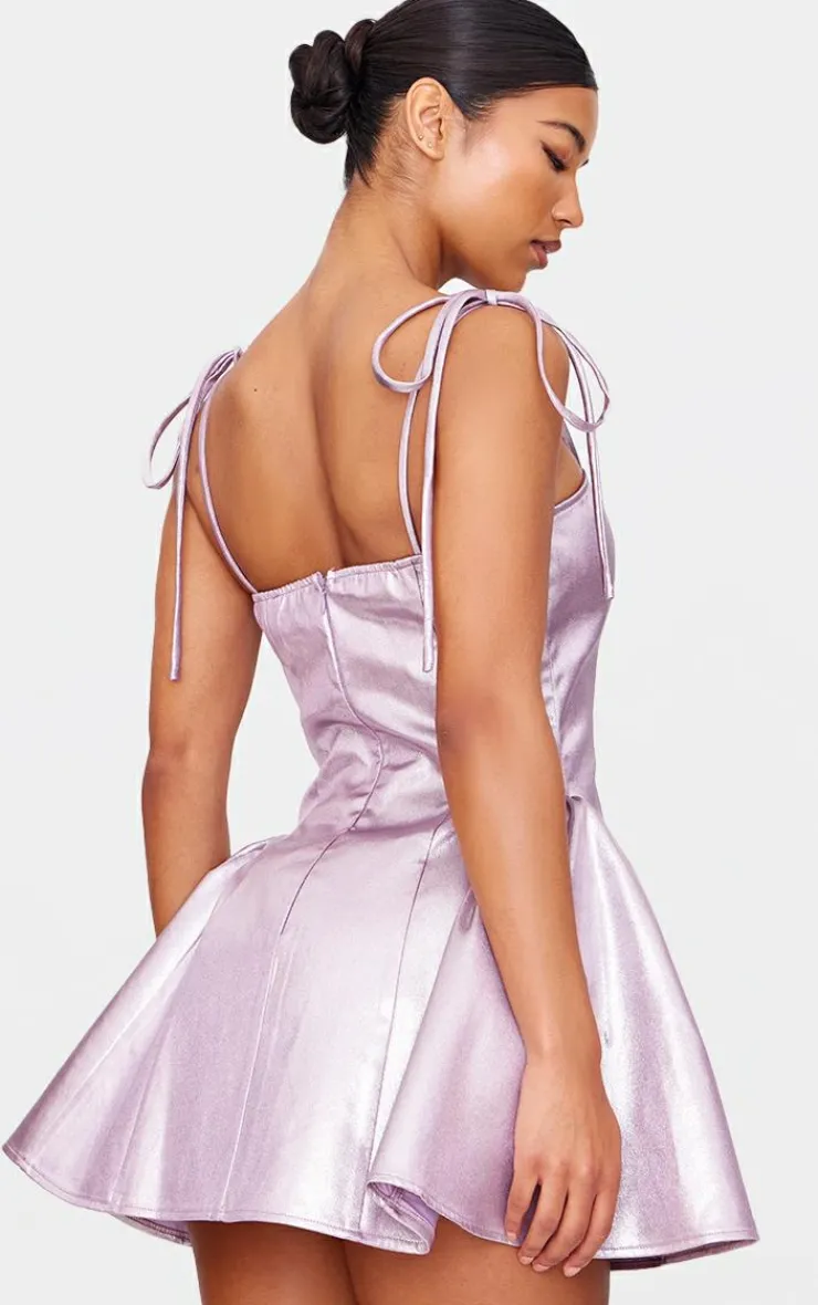 Metallic Mini Skater Dress-PrettyLittleThing Best