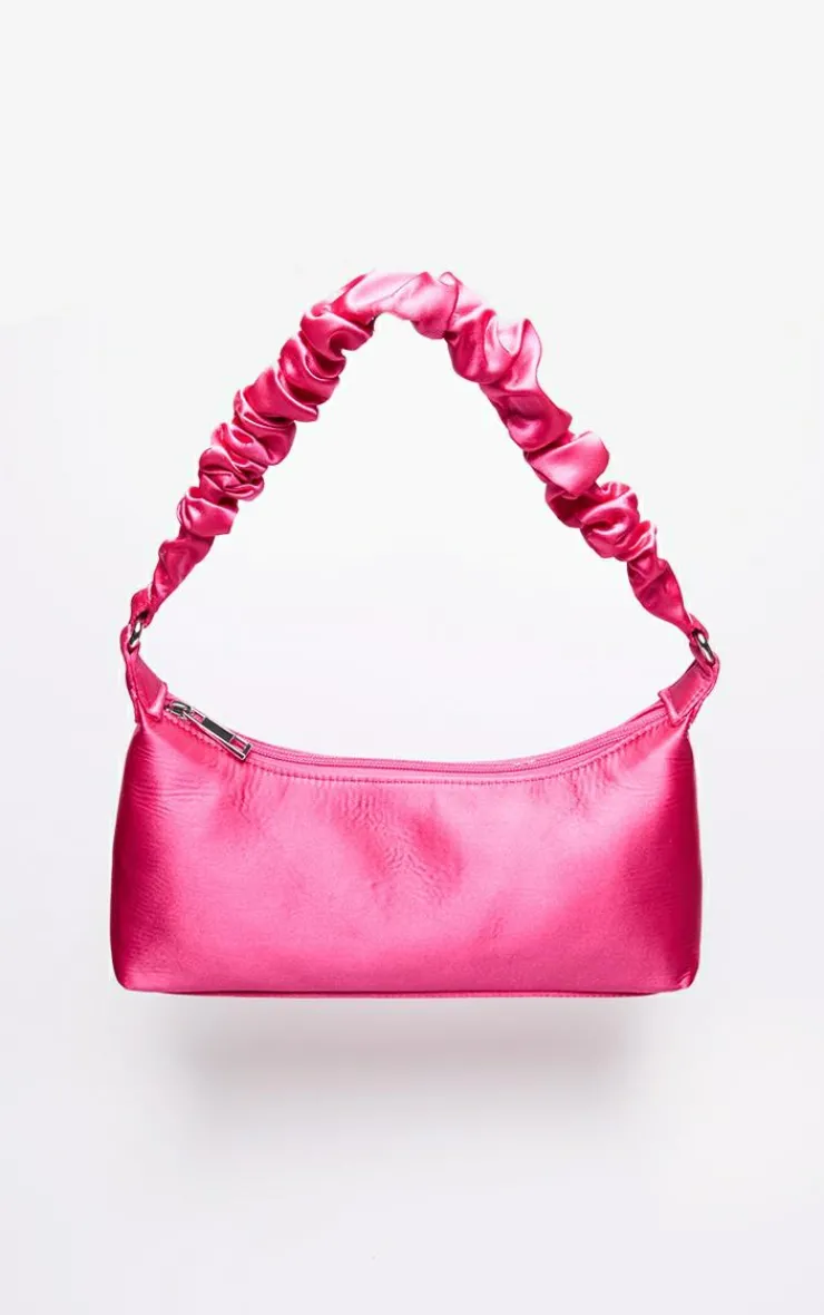 PrettyLittleThing Shoulder Bags*Satin Ruched Handle Shoulder Bag