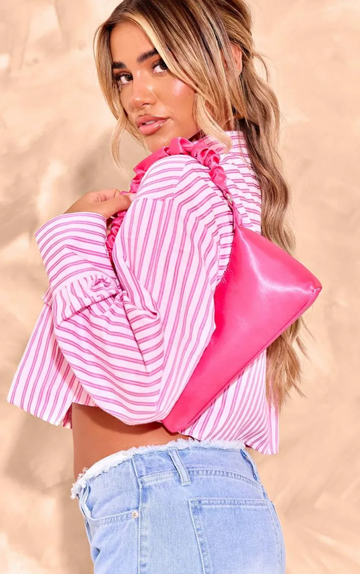 PrettyLittleThing Shoulder Bags*Satin Ruched Handle Shoulder Bag