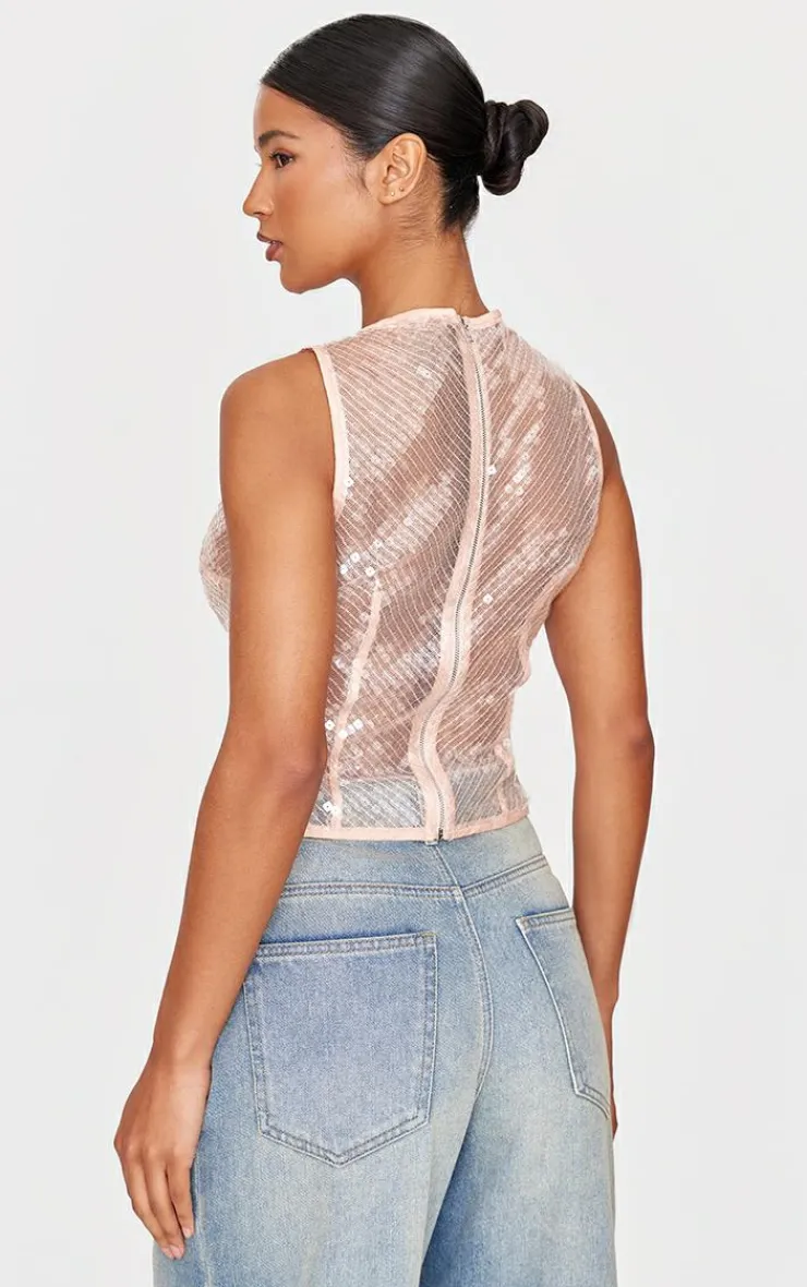 Sequin Sleeveless Long Top-PrettyLittleThing
