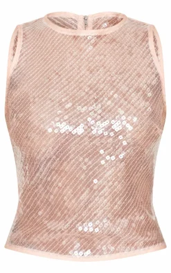 Sequin Sleeveless Long Top-PrettyLittleThing