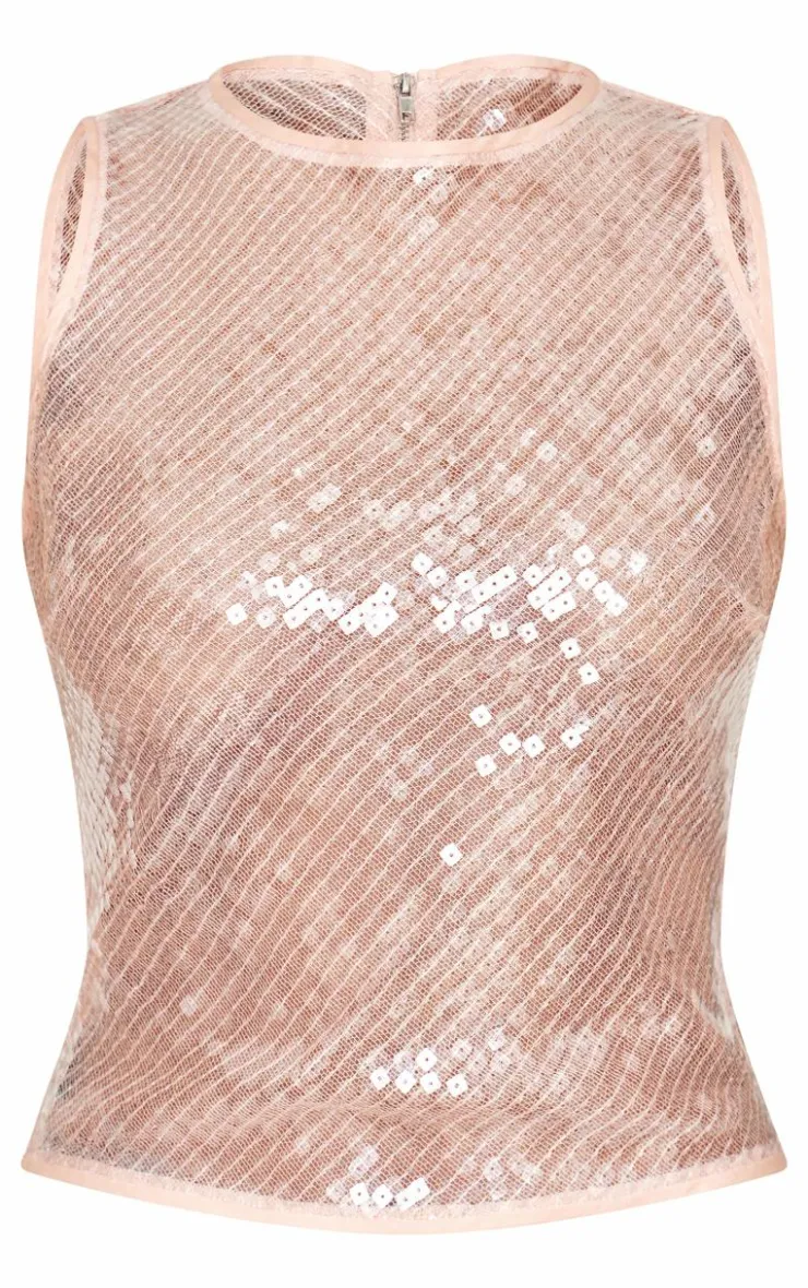 Sequin Sleeveless Long Top-PrettyLittleThing