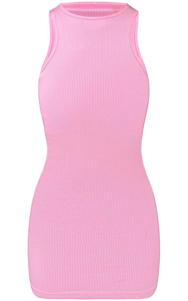 PrettyLittleThing Snatched*Snatched Rib Racer Neck Bodycon Dress