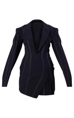 PLT Label Asymmetric Oversized Blazer Dress-PrettyLittleThing Clearance