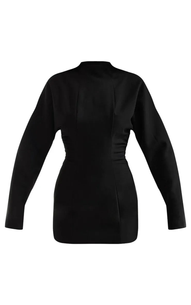 PLT Label Batwing Sleeved Pleated Bodycon Dress-PrettyLittleThing Outlet
