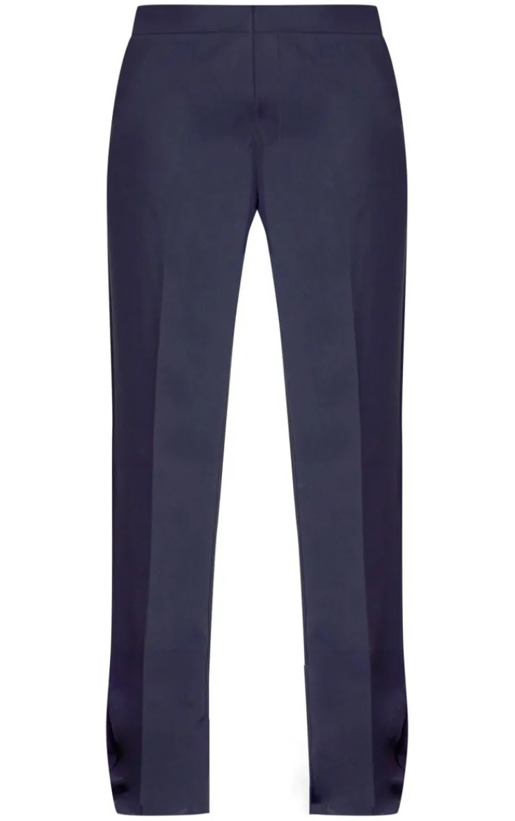 New PrettyLittleThing PLT Label Tailored Straight Leg Pants Black