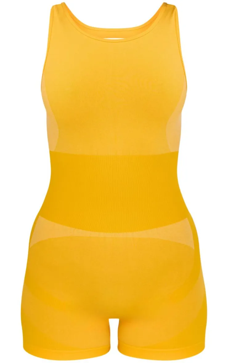 PrettyLittleThing Seamless Gym Wear*PLT SPORT Seamless Open Back Jacquard Unitard