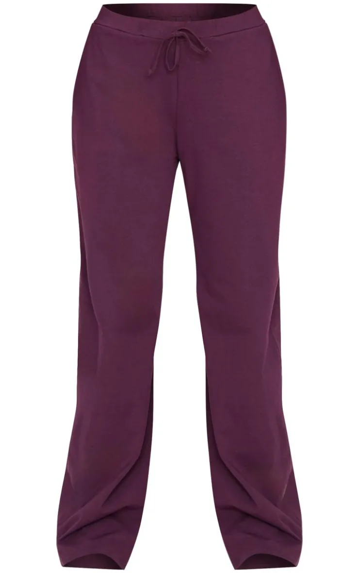 Discount PrettyLittleThing Cotton Jersey Straight Leg Pants Plum