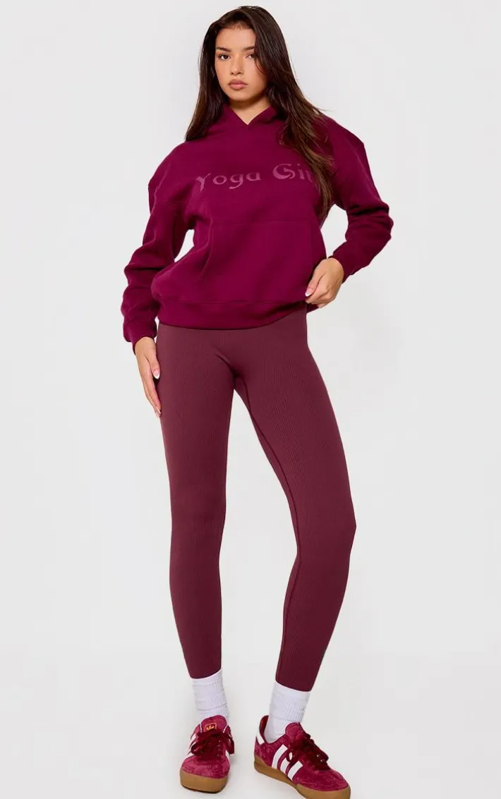 Plum Yoga Girl Print Oversized Hoodie