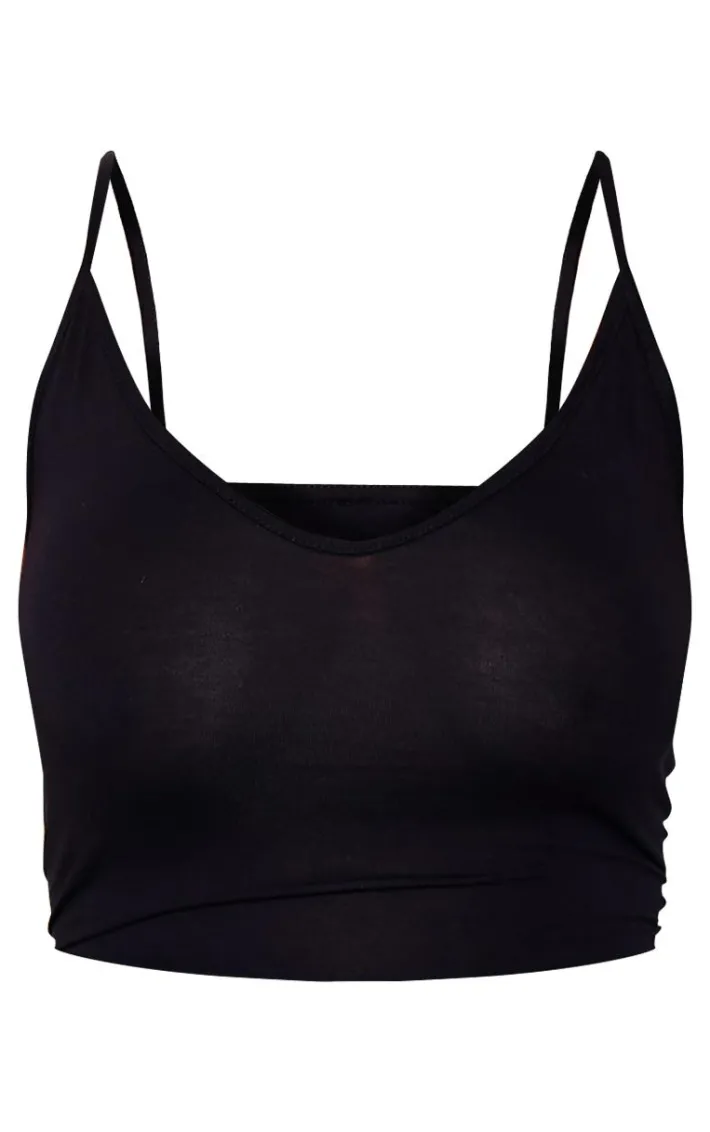 Plus Black Basic Strappy Plunge Jumpsuit