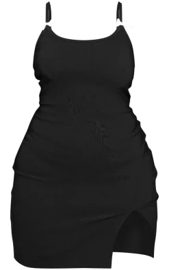 Plus Bow Detail Split Hem Bodycon Dress-PrettyLittleThing Online